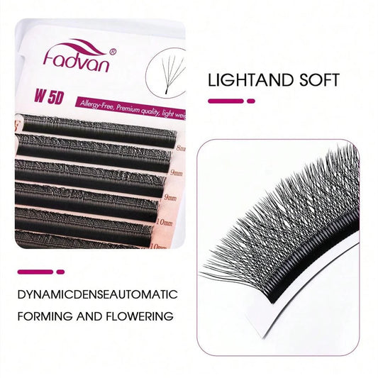 FADVAN 5D-W Shaped 0.07 D Curl Eyelash Extensions Natural Faux Mink Lash Soft Light Professional Premade Volume Fan Eyelashes