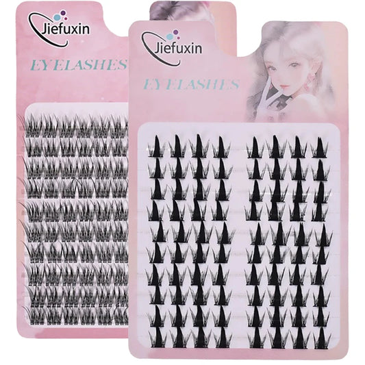 Jiefuxin DIY Lashes Fox Eye Manga False Eyelashes Large Capacity Tapered Thick Segmented Individual Cluster Lash Extensions