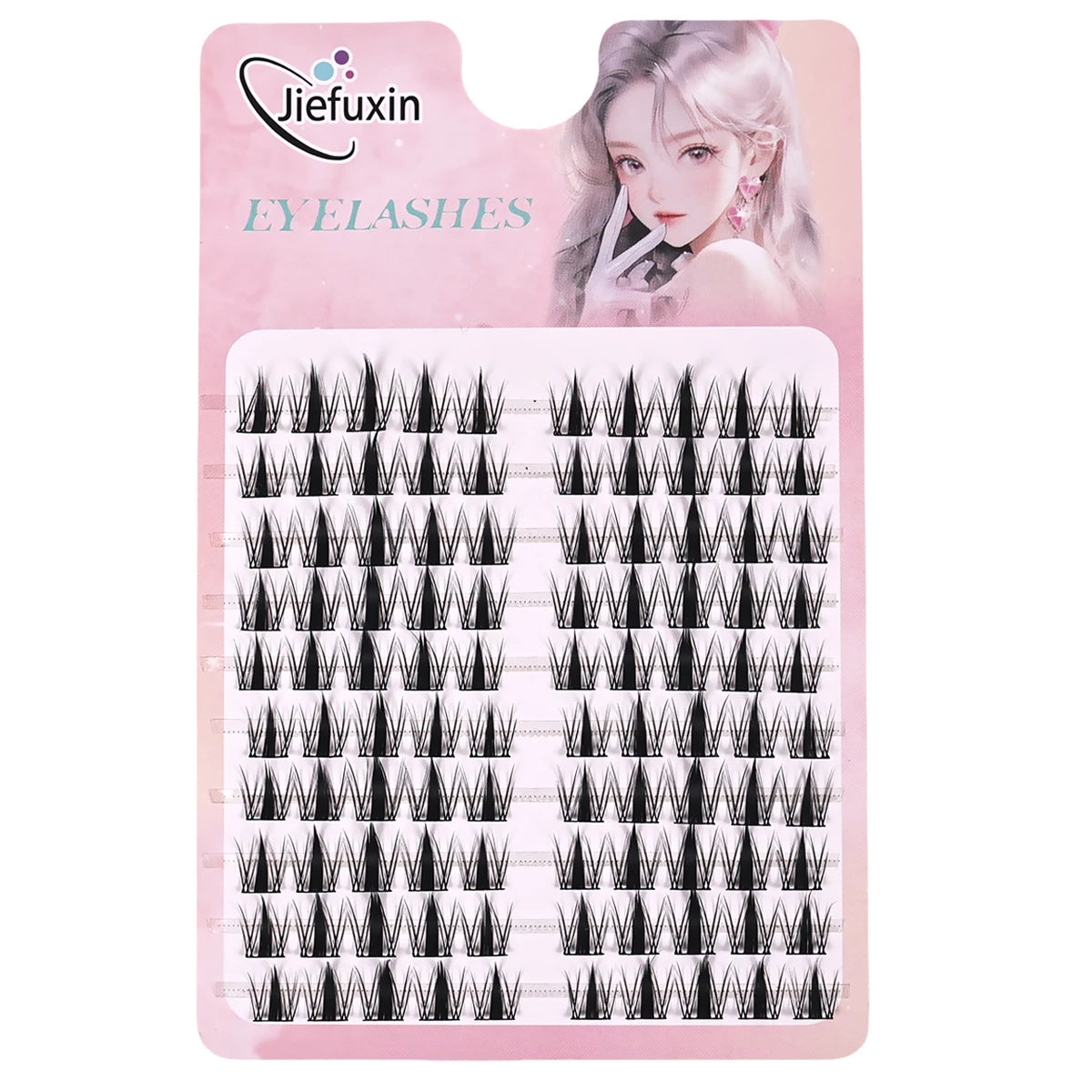 Jiefuxin DIY Lashes Fox Eye Manga False Eyelashes Large Capacity Tapered Thick Segmented Individual Cluster Lash Extensions