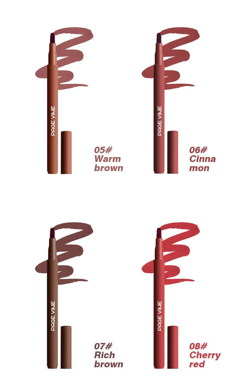 Velvet Brown Lip Liner Pencil Nude Matte Waterproof Non-stick Cup Cherry Red Lip Liner Lip Contour Pen Lipstick Makeup For Woman