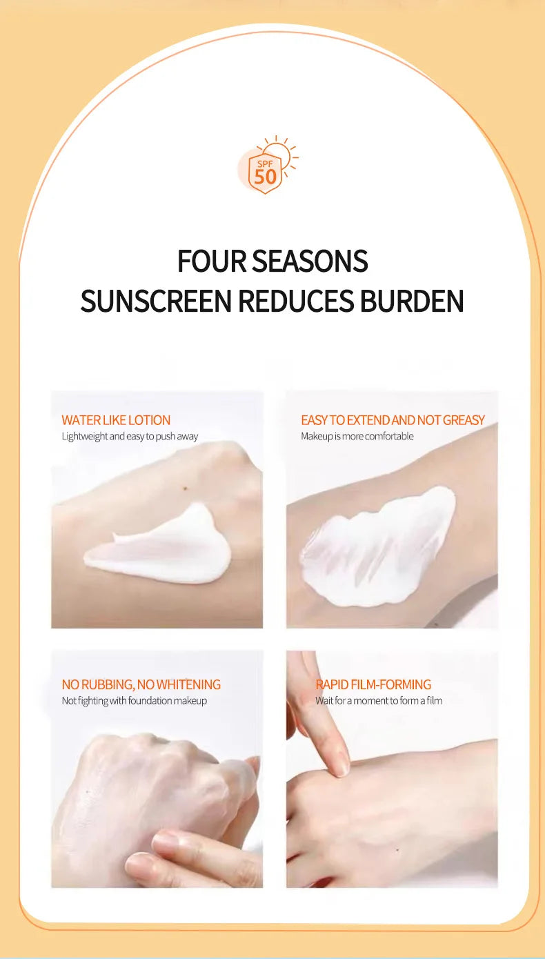 SPF 50+ Sunscreen Lotion Cream Long-Lasting Sun Protection Lightweight Non-Greasy Sun Block Prevent Sunburn Face Body Skin Care