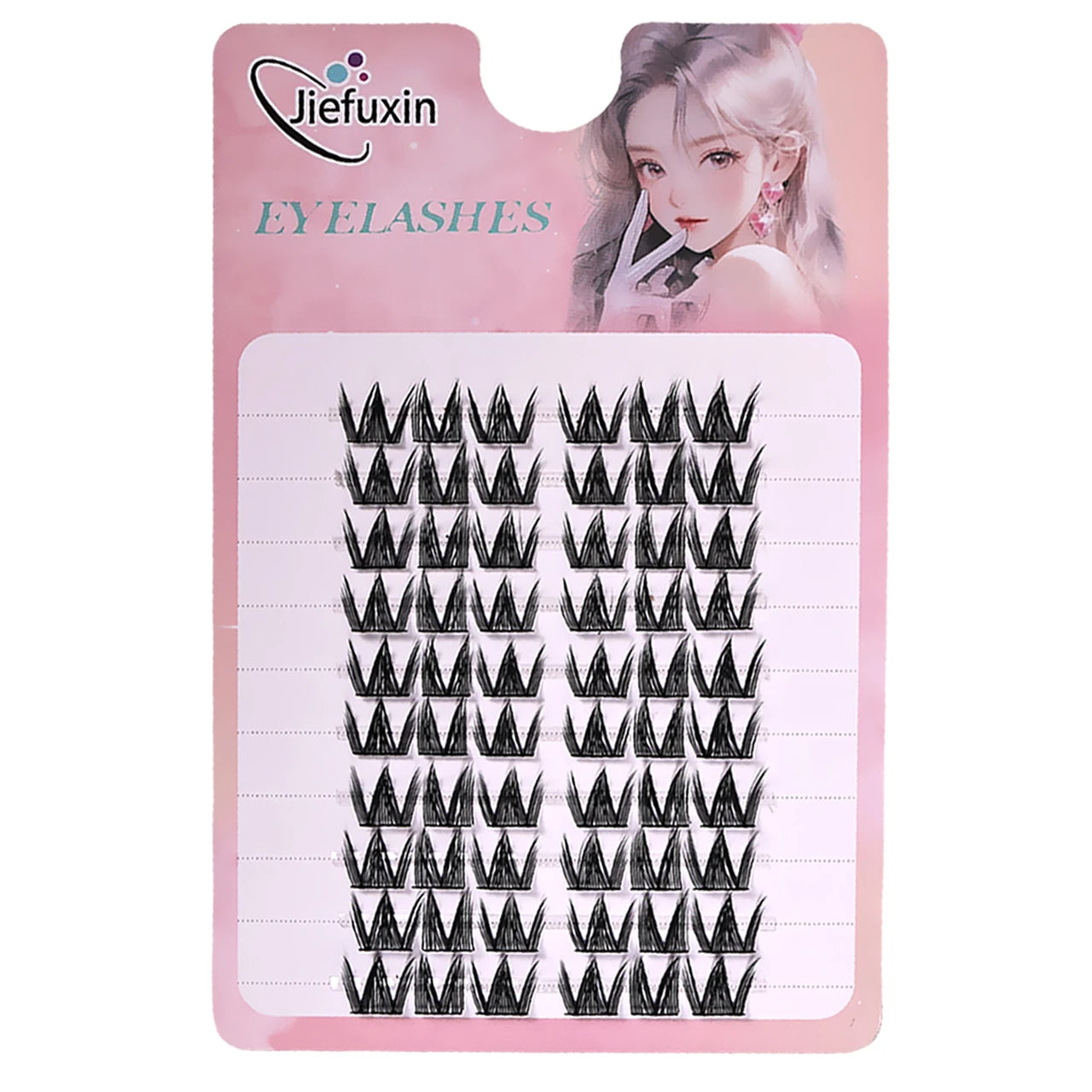 Jiefuxin DIY Lashes Fox Eye Manga False Eyelashes Large Capacity Tapered Thick Segmented Individual Cluster Lash Extensions