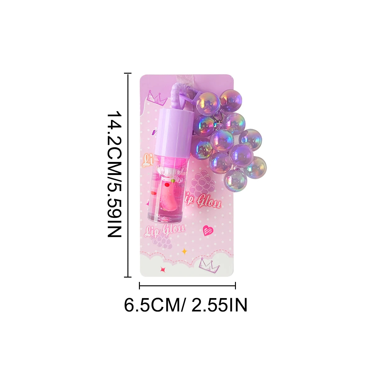 Three color random grape pendant lip oil lip gloss moisturizing, easy to use, long-lasting waterproof, cute gift giving