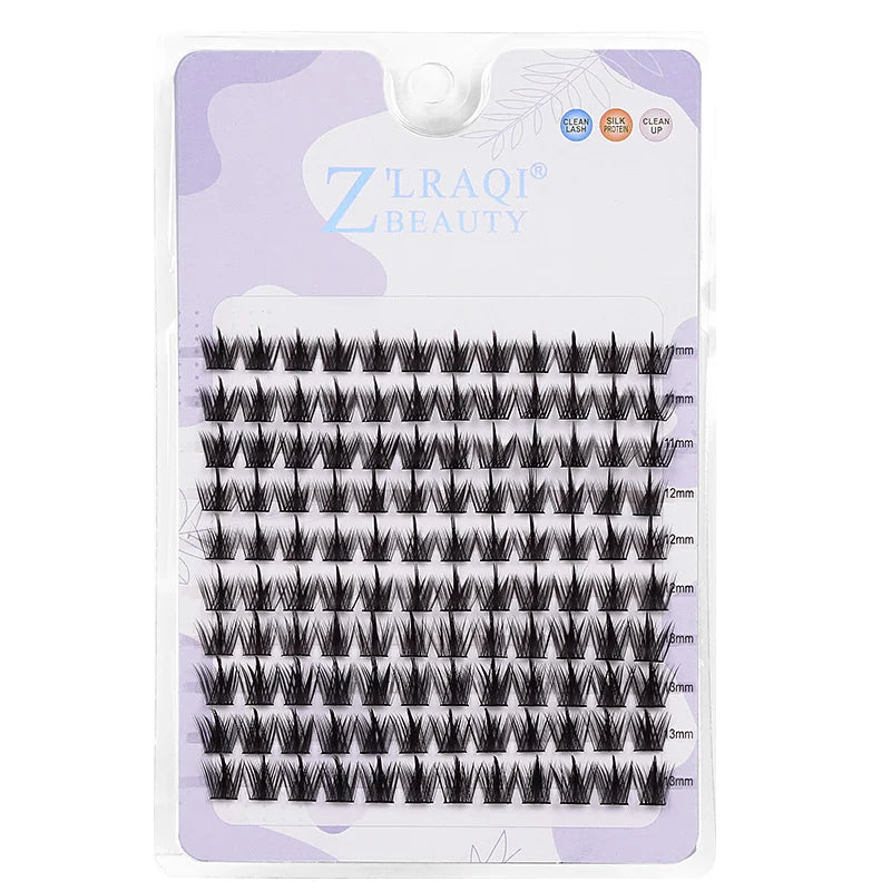 Jiefuxin DIY Lashes Fox Eye Manga False Eyelashes Large Capacity Tapered Thick Segmented Individual Cluster Lash Extensions