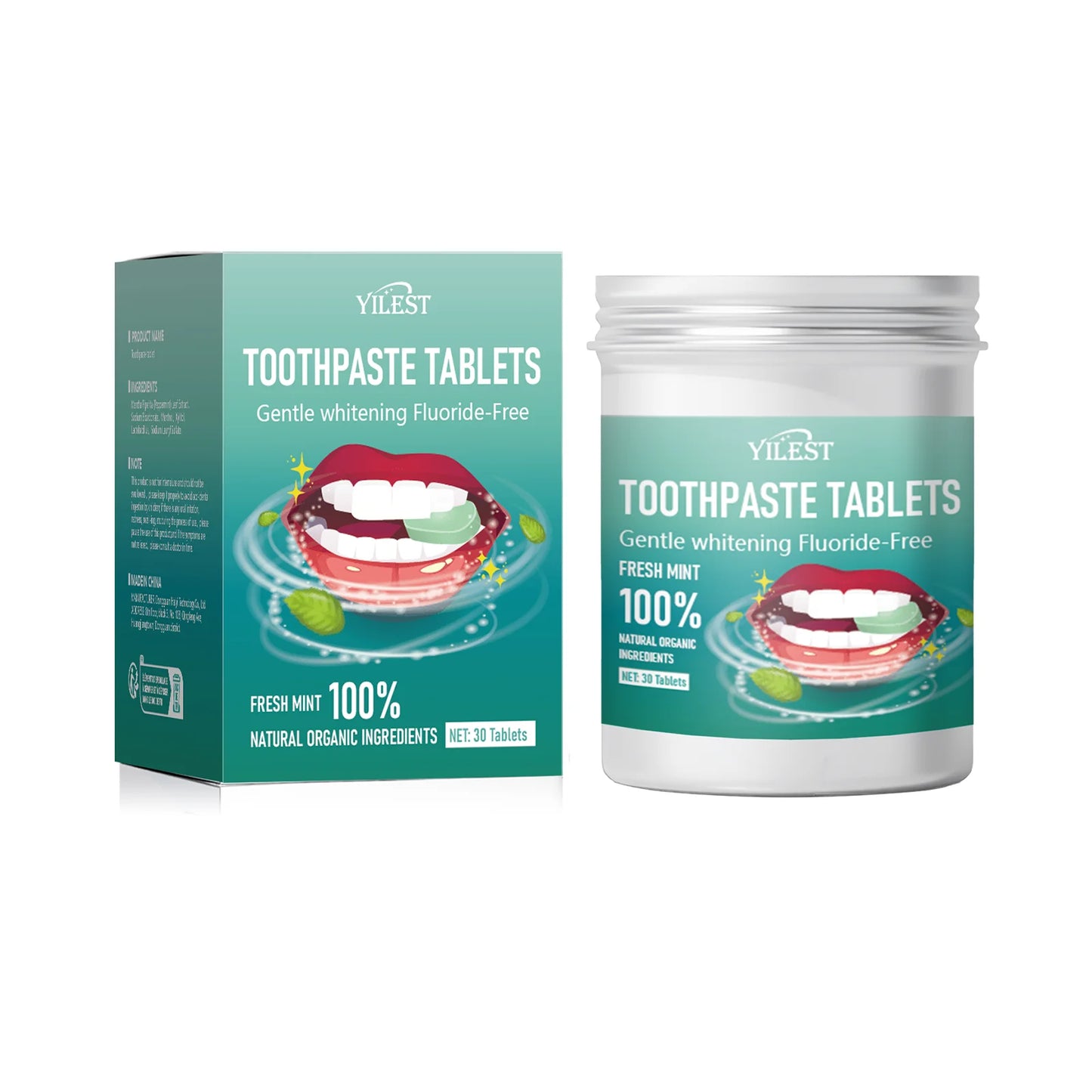 60/30 Tablets Mint Flavors Toothpaste Tablets Improve Bad Breath Remove Smoke Stains Fresh Oral Hygiene Solid Toothpaste Tablet