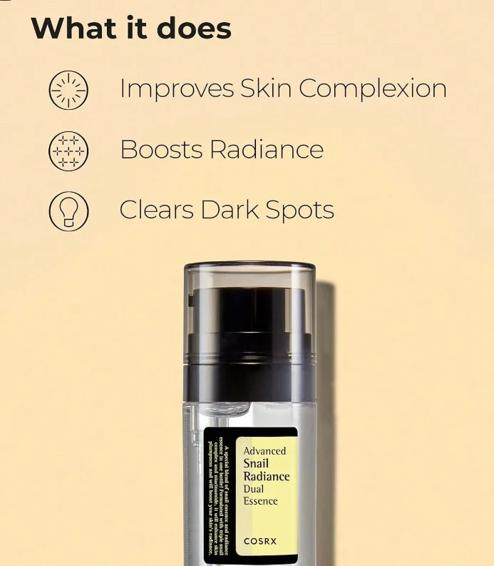 COSRX Niacinamide 5%+Snail Mucin 74% Dual Essence Advanced Snail Radiance Hydrating Anti Aging Face Serum Korean Skin Care 80ml
