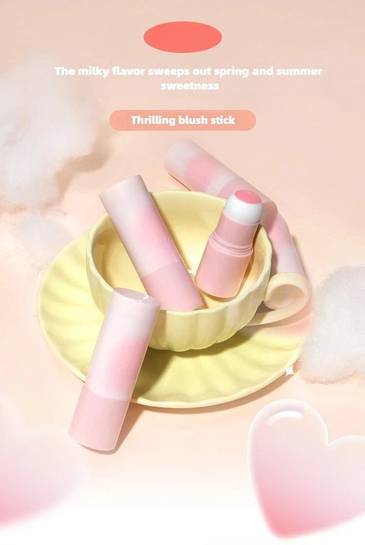 Yunrou Soft Fog Blush Stick - Energetic and Bouncy, Korean Style, Brightening, Dual-Use for Lips and Cheeks