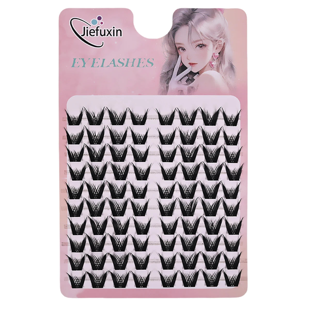 Jiefuxin DIY Lashes Fox Eye Manga False Eyelashes Large Capacity Tapered Thick Segmented Individual Cluster Lash Extensions