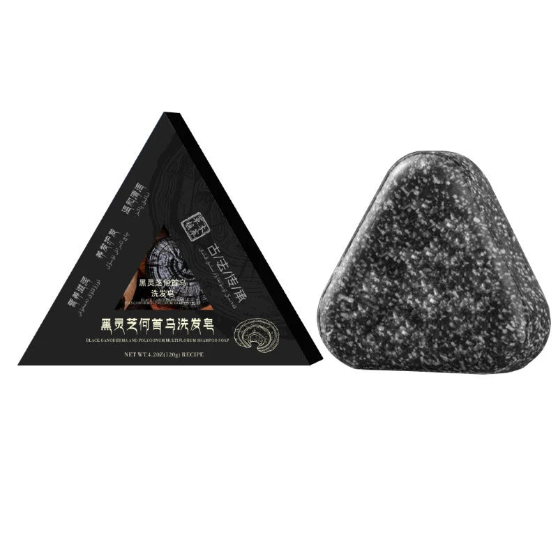 Natural Black Hair Shampoo Soap Handmade Bar With Ganoderma Polygonum Multiflorum Nourishing Shiny Hair Herbal Hair Growth Soap
