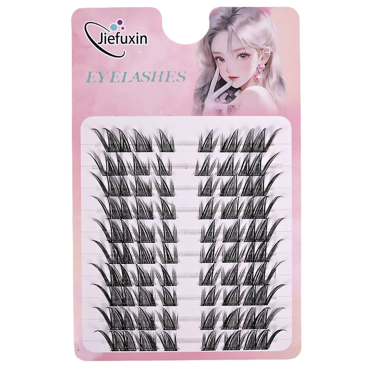 Jiefuxin DIY Lashes Fox Eye Manga False Eyelashes Large Capacity Tapered Thick Segmented Individual Cluster Lash Extensions