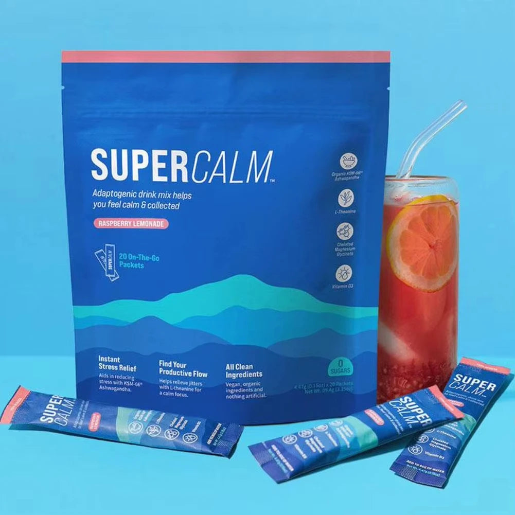 SUPERCALM Powdered Drink Mix Soothe Mind Relieve Anxiety Promote Muscle Recovery Electrolyte Vitamin Supplement for Relaxation