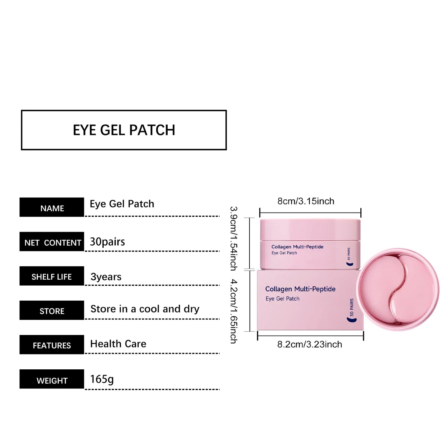 Collagen Multi-peptide Eye Gel Patch Firming Lifting Reduce Wrinkles Fade Fine Lines Anti Dark Circles Moisturizing Eye Patches