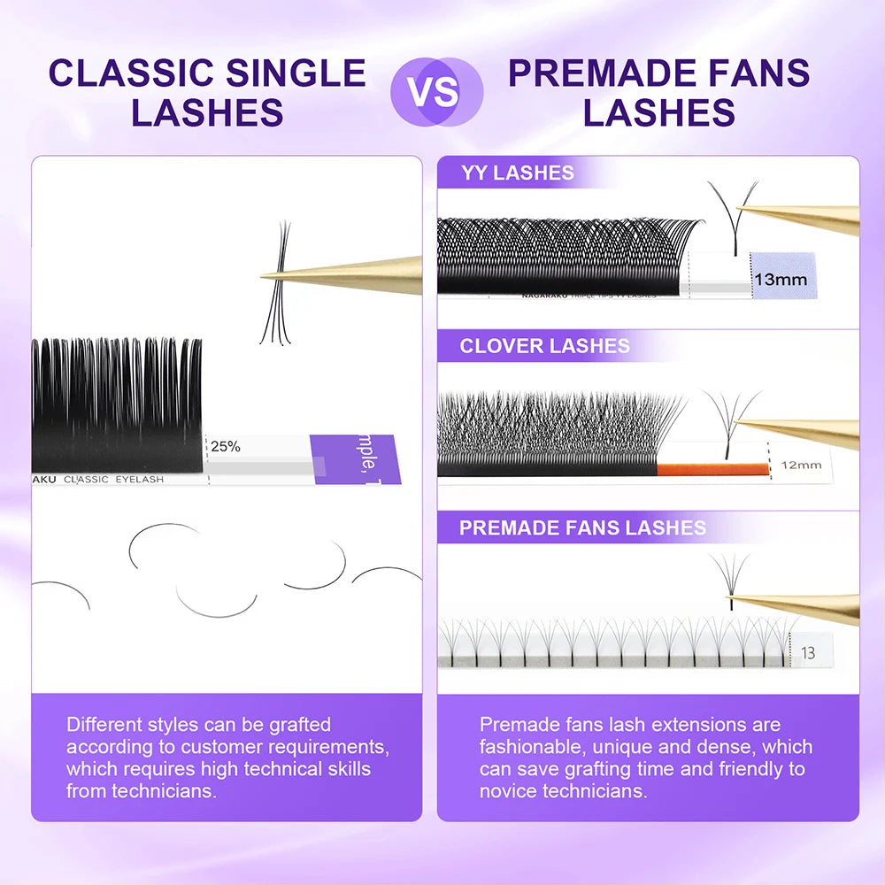 NAGARAKU Classic Eyelash Extension All Size Faux Mink Individual False lash Natural Soft Lashes Cils Makeup C D
