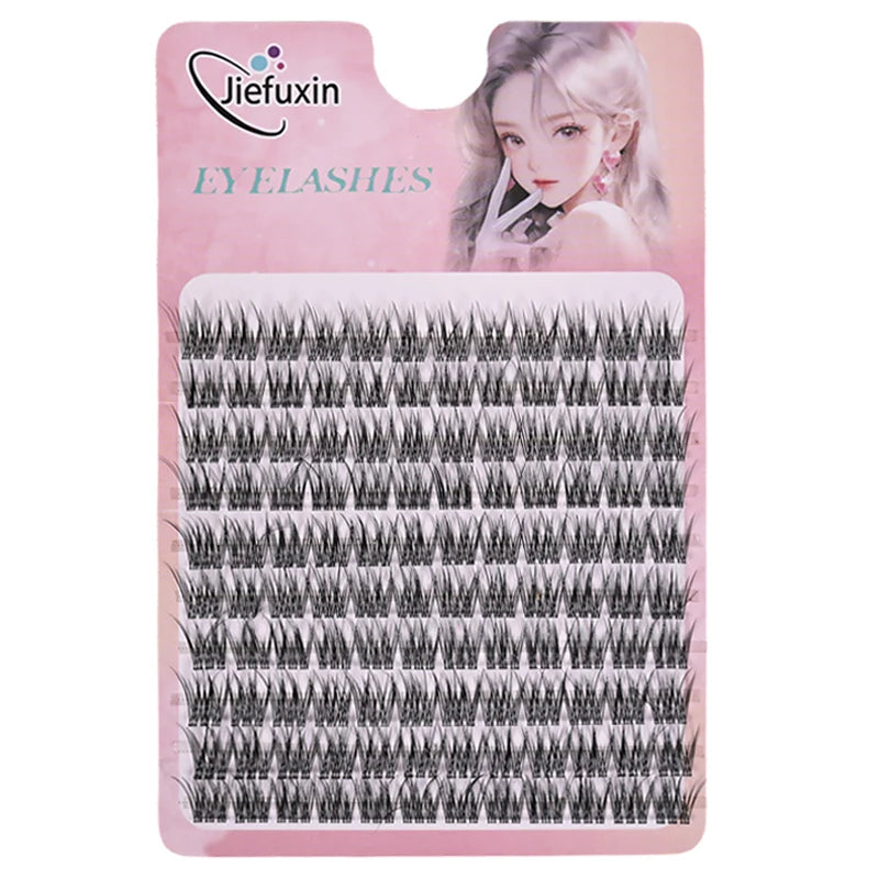 Jiefuxin DIY Lashes Fox Eye Manga False Eyelashes Large Capacity Tapered Thick Segmented Individual Cluster Lash Extensions