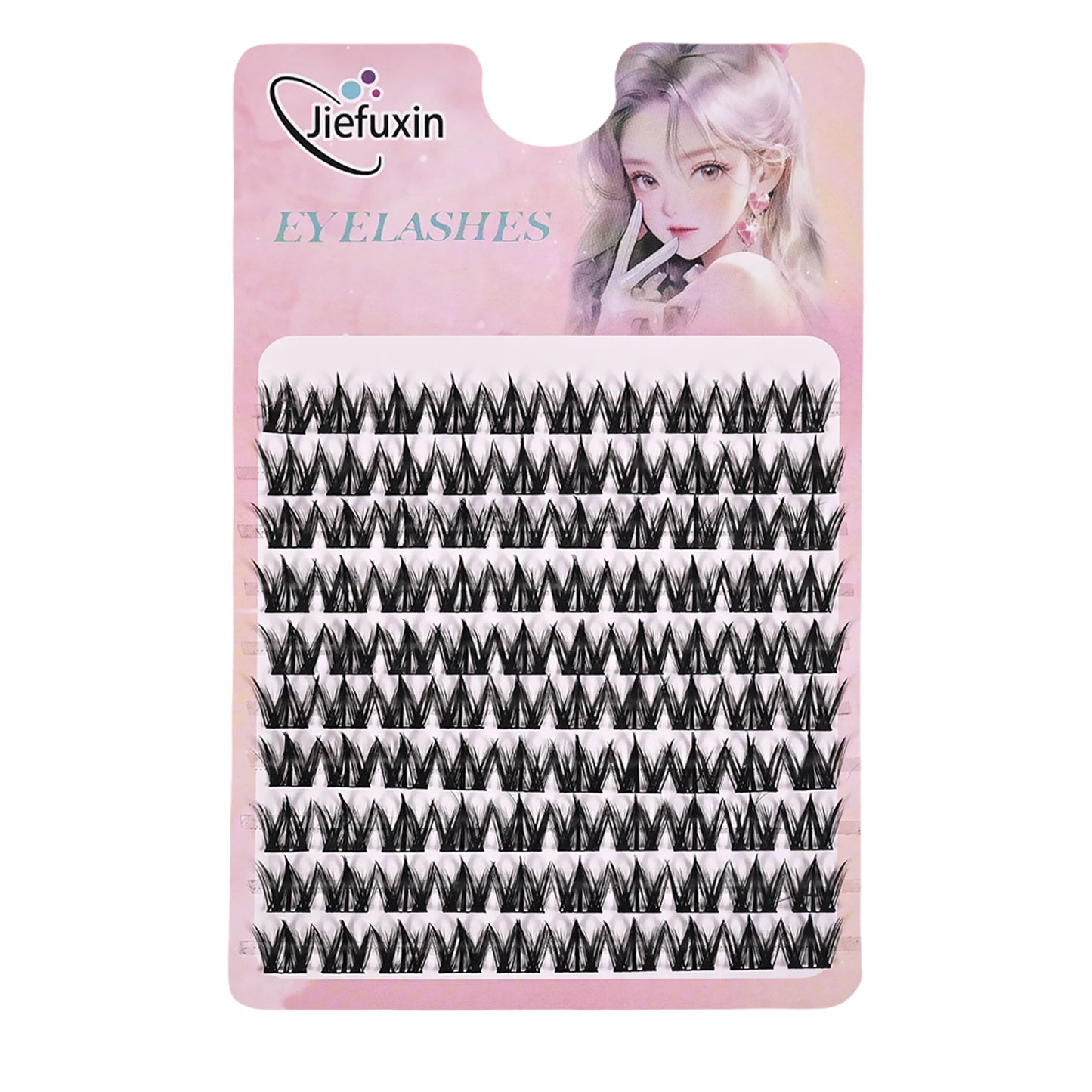 Jiefuxin DIY Lashes Fox Eye Manga False Eyelashes Large Capacity Tapered Thick Segmented Individual Cluster Lash Extensions