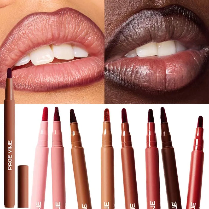 Velvet Brown Lip Liner Pencil Nude Matte Waterproof Non-stick Cup Cherry Red Lip Liner Lip Contour Pen Lipstick Makeup For Woman