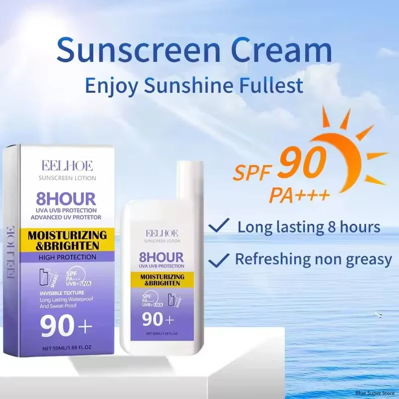 SPF 50+ Sunscreen Lotion Cream Long-Lasting Sun Protection Lightweight Non-Greasy Sun Block Prevent Sunburn Face Body Skin Care
