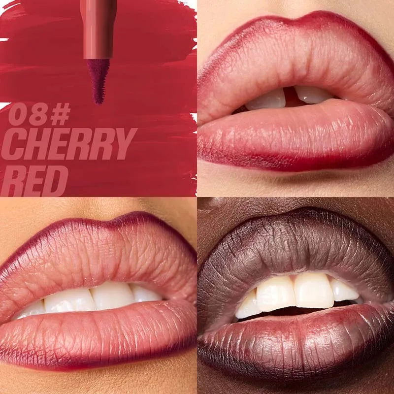 Velvet Brown Lip Liner Pencil Nude Matte Waterproof Non-stick Cup Cherry Red Lip Liner Lip Contour Pen Lipstick Makeup For Woman