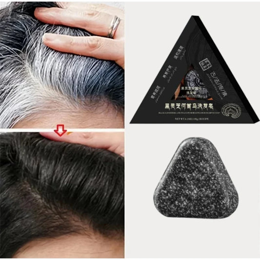 Natural Black Hair Shampoo Soap Handmade Bar With Ganoderma Polygonum Multiflorum Nourishing Shiny Hair Herbal Hair Growth Soap