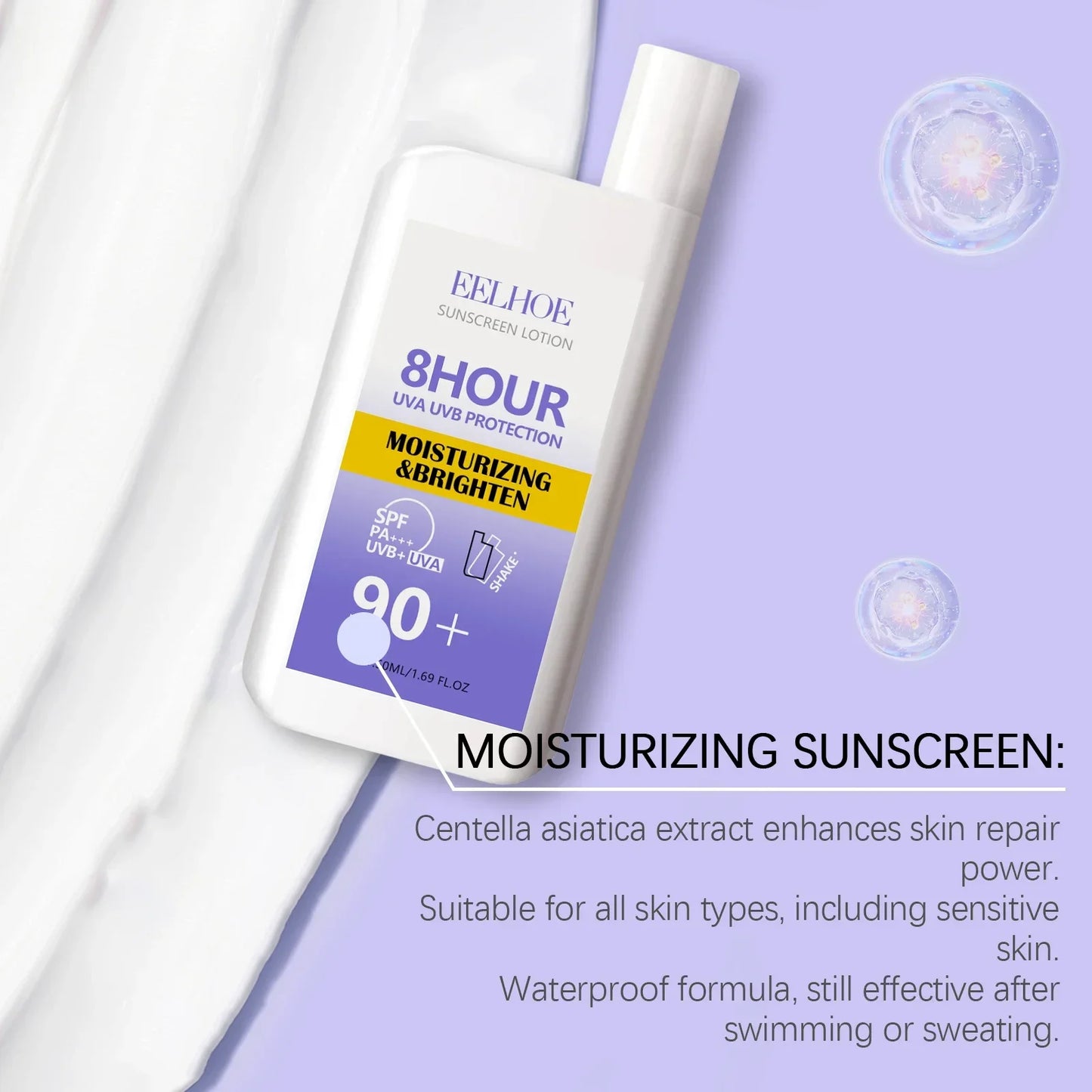 SPF 50+ Sunscreen Lotion Cream Long-Lasting Sun Protection Lightweight Non-Greasy Sun Block Prevent Sunburn Face Body Skin Care