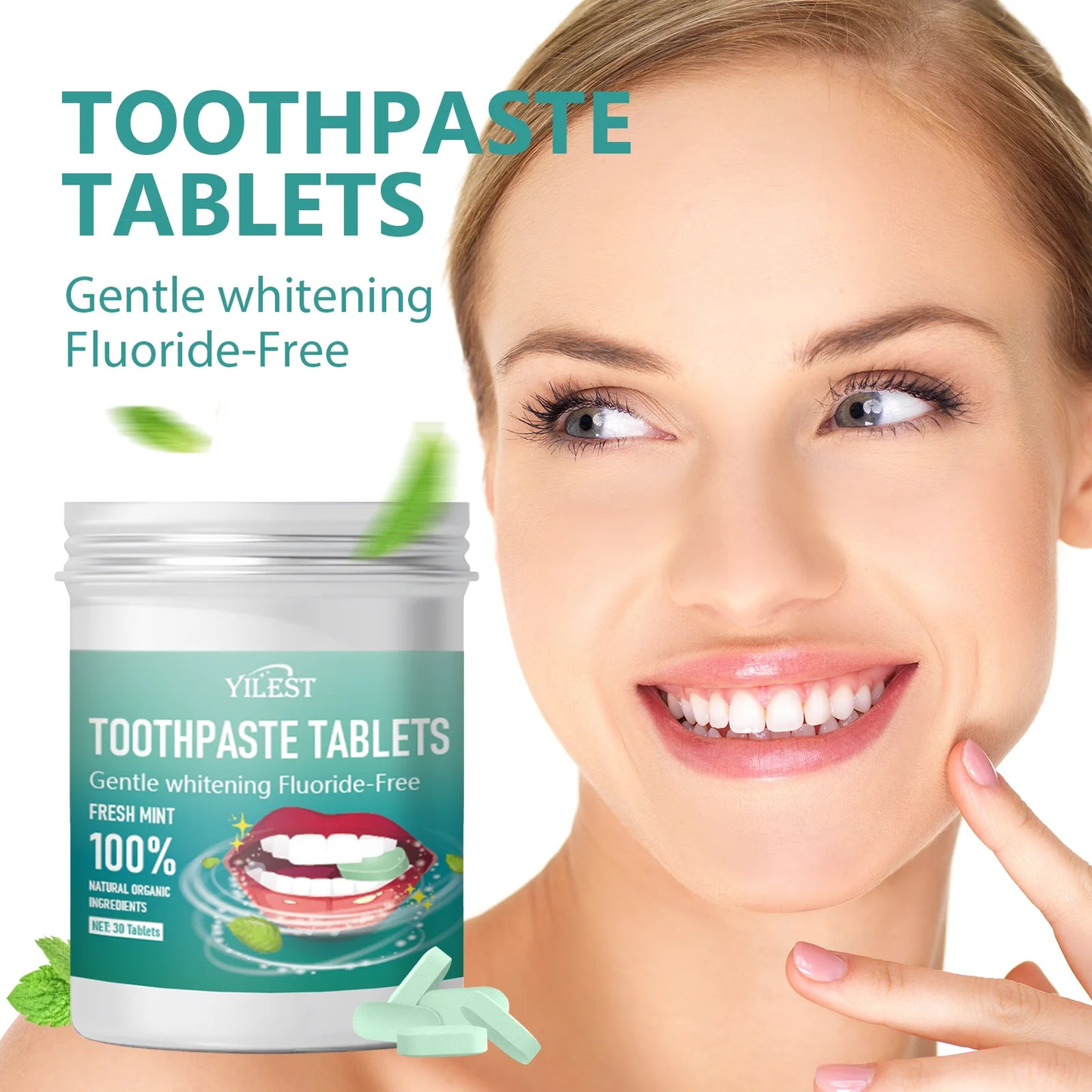60/30 Tablets Mint Flavors Toothpaste Tablets Improve Bad Breath Remove Smoke Stains Fresh Oral Hygiene Solid Toothpaste Tablet