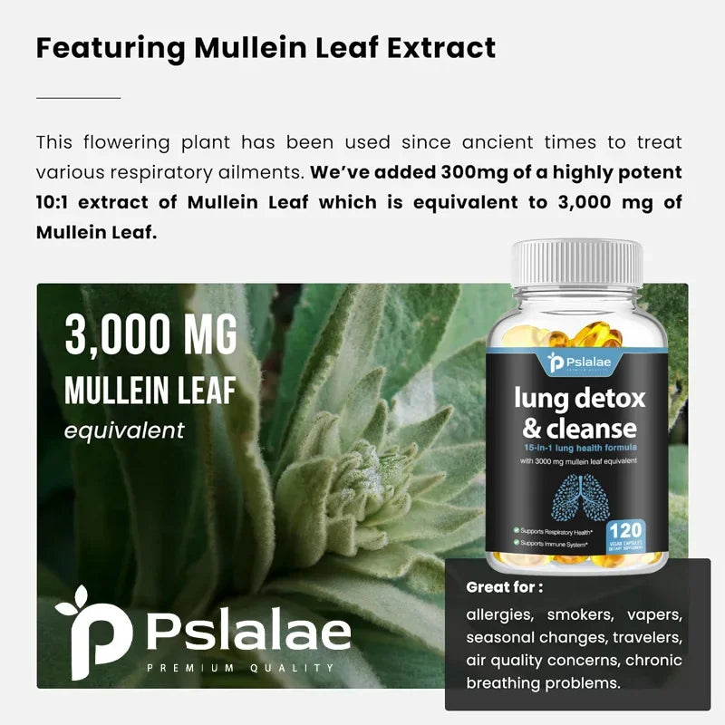Lung  Detox & Cleanse Capsules - Supports Bronchial and Respiratory Health, Promoting Lung Cleansing and Detoxification