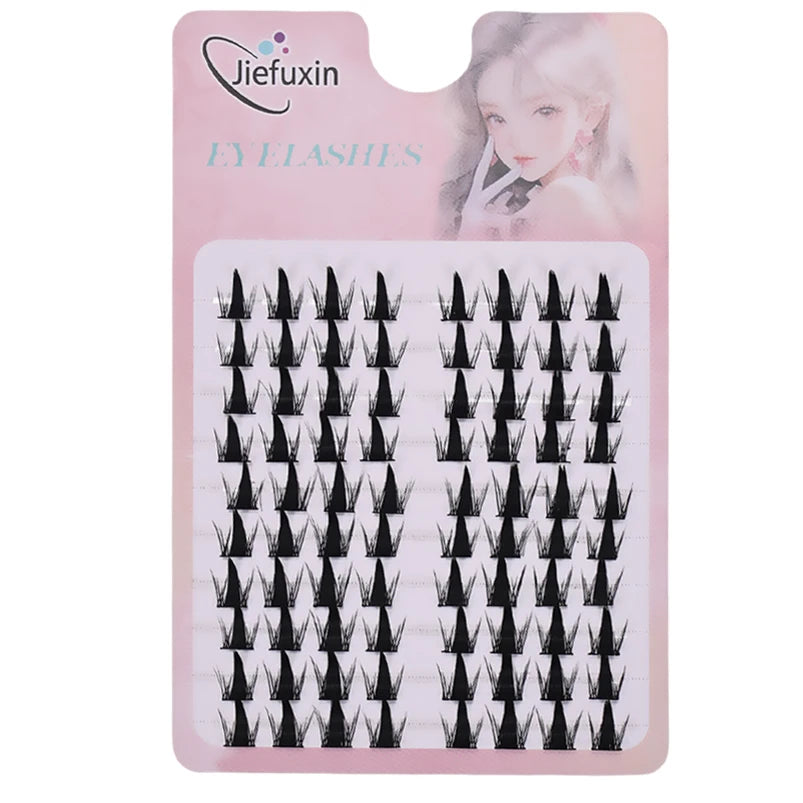Jiefuxin DIY Lashes Fox Eye Manga False Eyelashes Large Capacity Tapered Thick Segmented Individual Cluster Lash Extensions