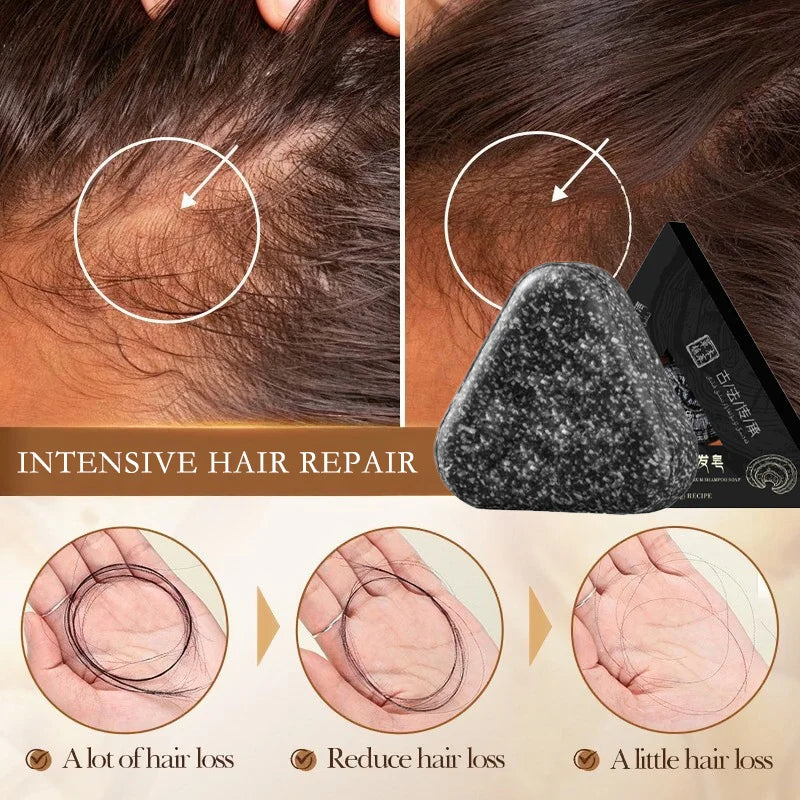 Natural Black Hair Shampoo Soap Handmade Bar With Ganoderma Polygonum Multiflorum Nourishing Shiny Hair Herbal Hair Growth Soap