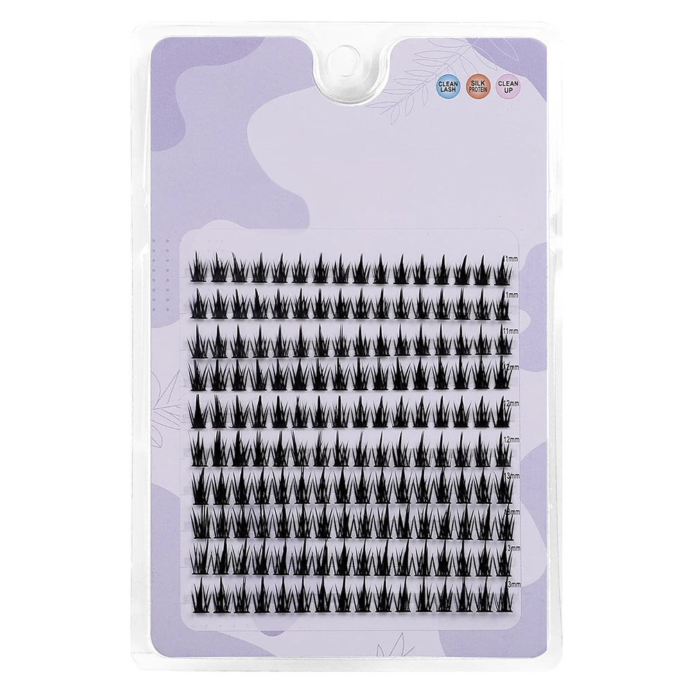 Jiefuxin DIY Lashes Fox Eye Manga False Eyelashes Large Capacity Tapered Thick Segmented Individual Cluster Lash Extensions