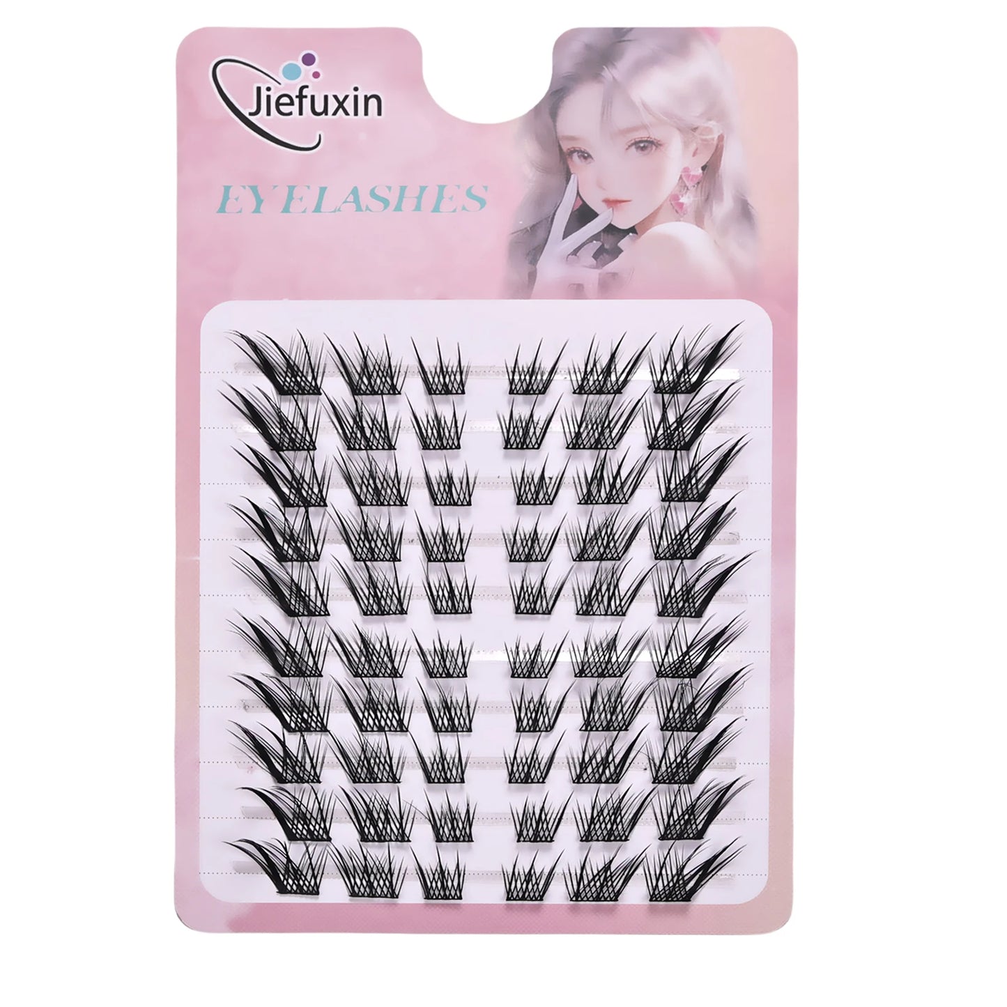 Jiefuxin DIY Lashes Fox Eye Manga False Eyelashes Large Capacity Tapered Thick Segmented Individual Cluster Lash Extensions