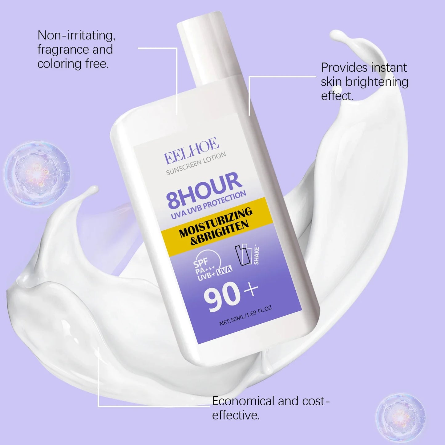 SPF 50+ Sunscreen Lotion Cream Long-Lasting Sun Protection Lightweight Non-Greasy Sun Block Prevent Sunburn Face Body Skin Care