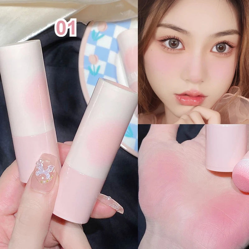 Yunrou Soft Fog Blush Stick - Energetic and Bouncy, Korean Style, Brightening, Dual-Use for Lips and Cheeks