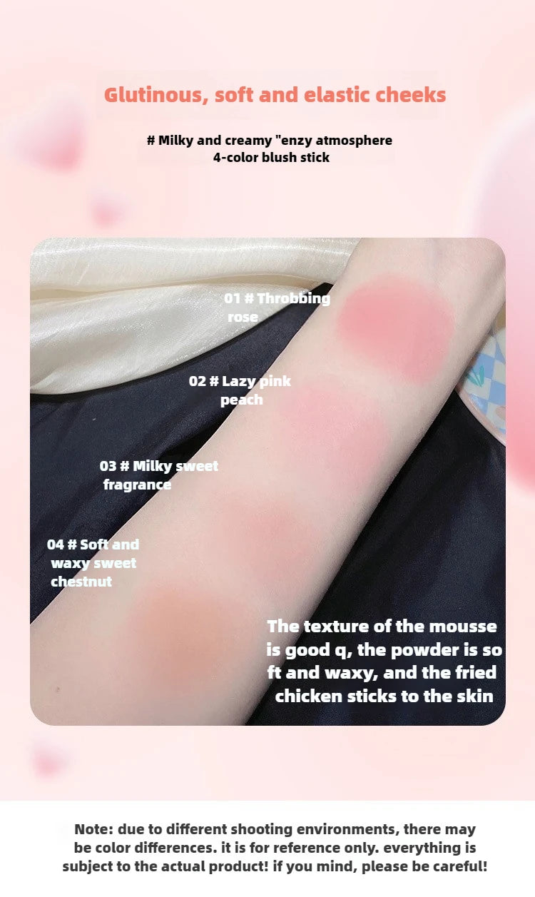 Yunrou Soft Fog Blush Stick - Energetic and Bouncy, Korean Style, Brightening, Dual-Use for Lips and Cheeks