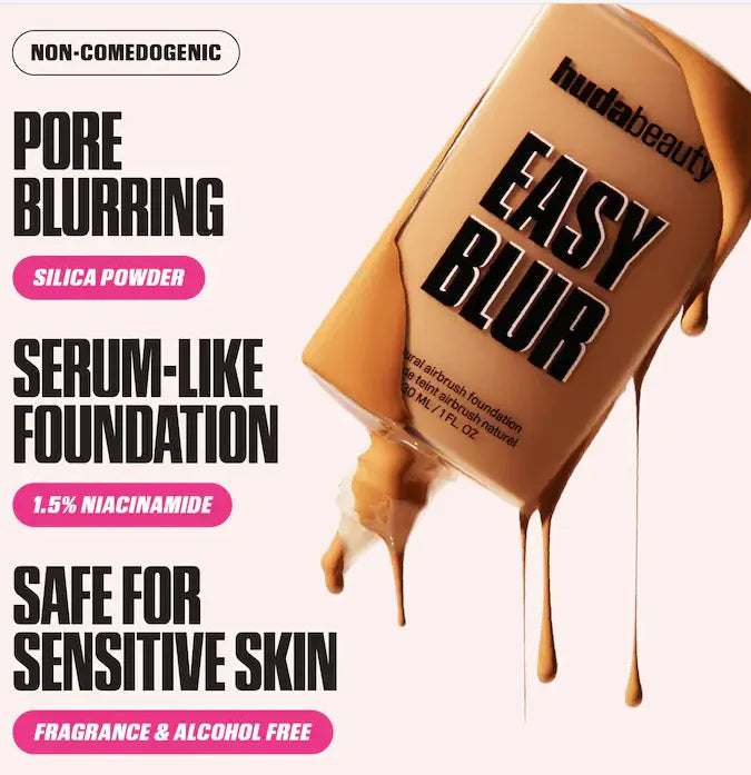 Huda Beauty Easy Blur Liquid Foundation Waterproof Oil Control Moisture Long-lasting Concealer High Coverage Female Cosmetics