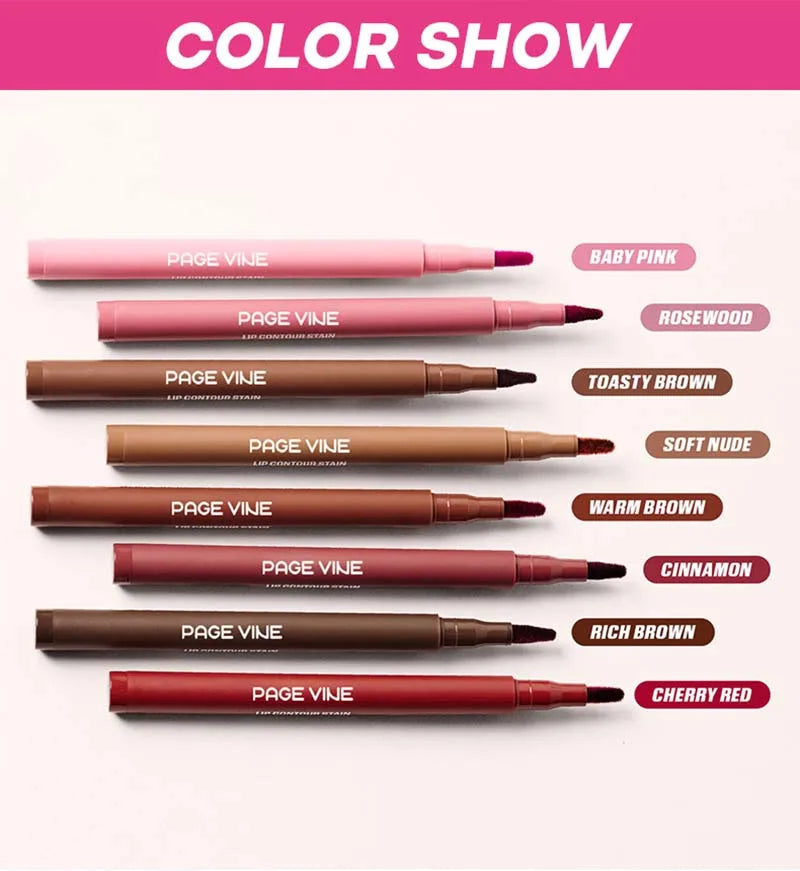 Velvet Brown Lip Liner Pencil Nude Matte Waterproof Non-stick Cup Cherry Red Lip Liner Lip Contour Pen Lipstick Makeup For Woman