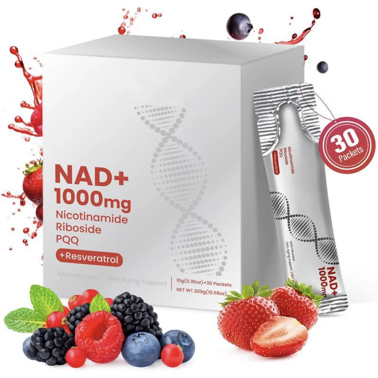 NAD+ Supplement - Nicotinamide Riboside & Resveratrol Liquid 1000mg for Men & Women Cellular Energy Advanced NAD Booster 30 CT
