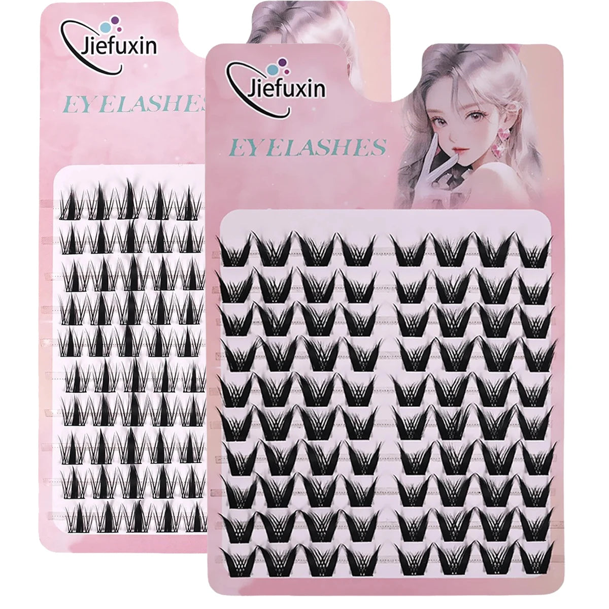 Jiefuxin DIY Lashes Fox Eye Manga False Eyelashes Large Capacity Tapered Thick Segmented Individual Cluster Lash Extensions