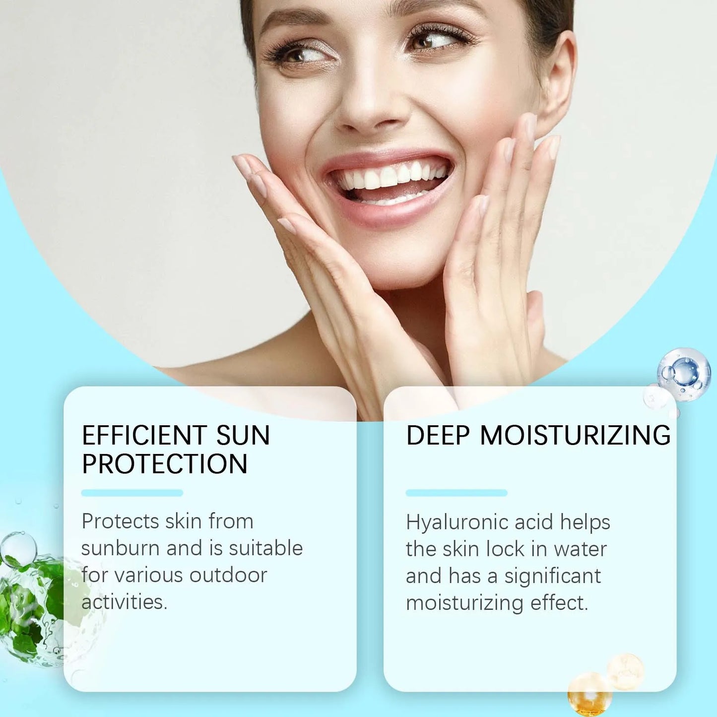 SPF 50+ Sunscreen Lotion Cream Long-Lasting Sun Protection Lightweight Non-Greasy Sun Block Prevent Sunburn Face Body Skin Care