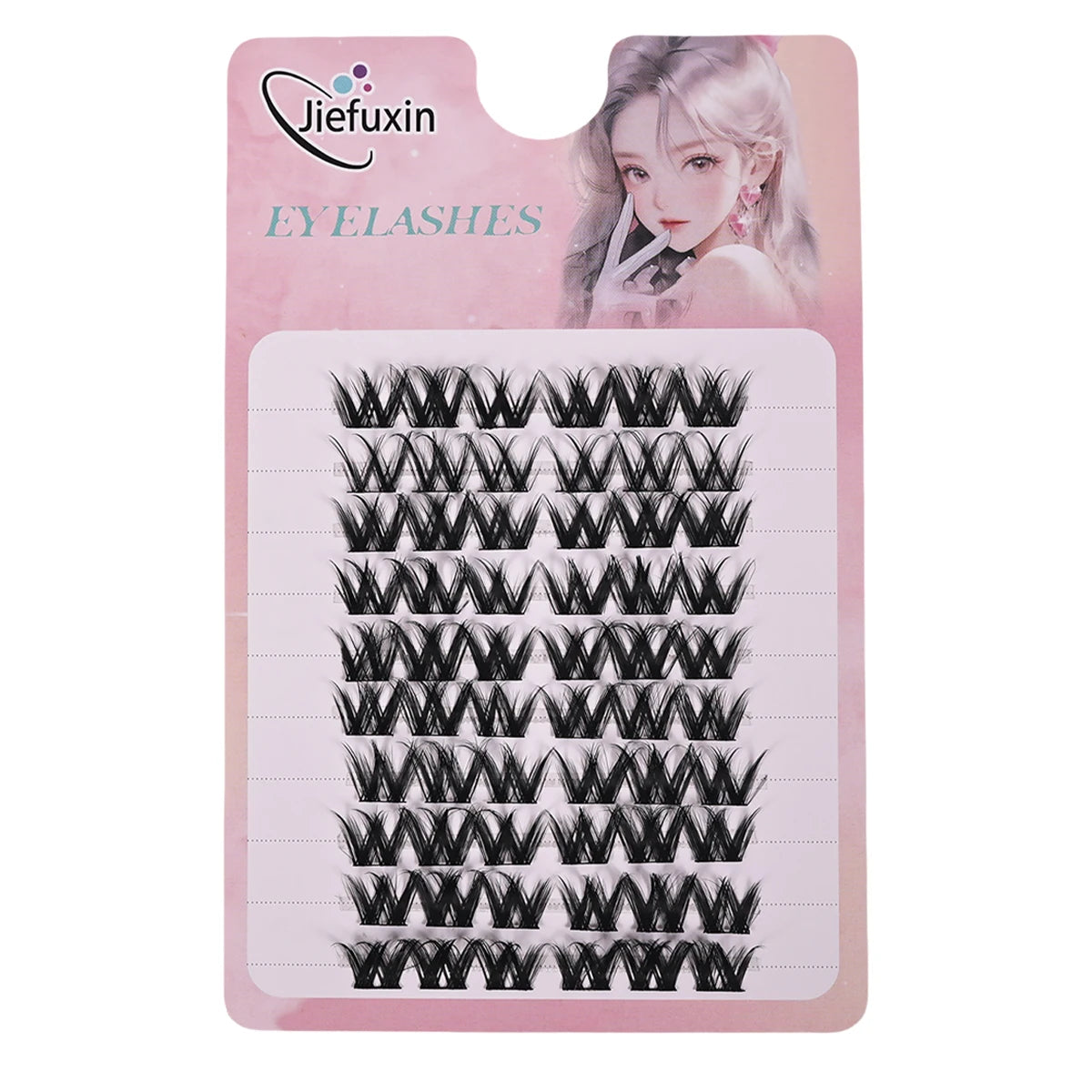 Jiefuxin DIY Lashes Fox Eye Manga False Eyelashes Large Capacity Tapered Thick Segmented Individual Cluster Lash Extensions