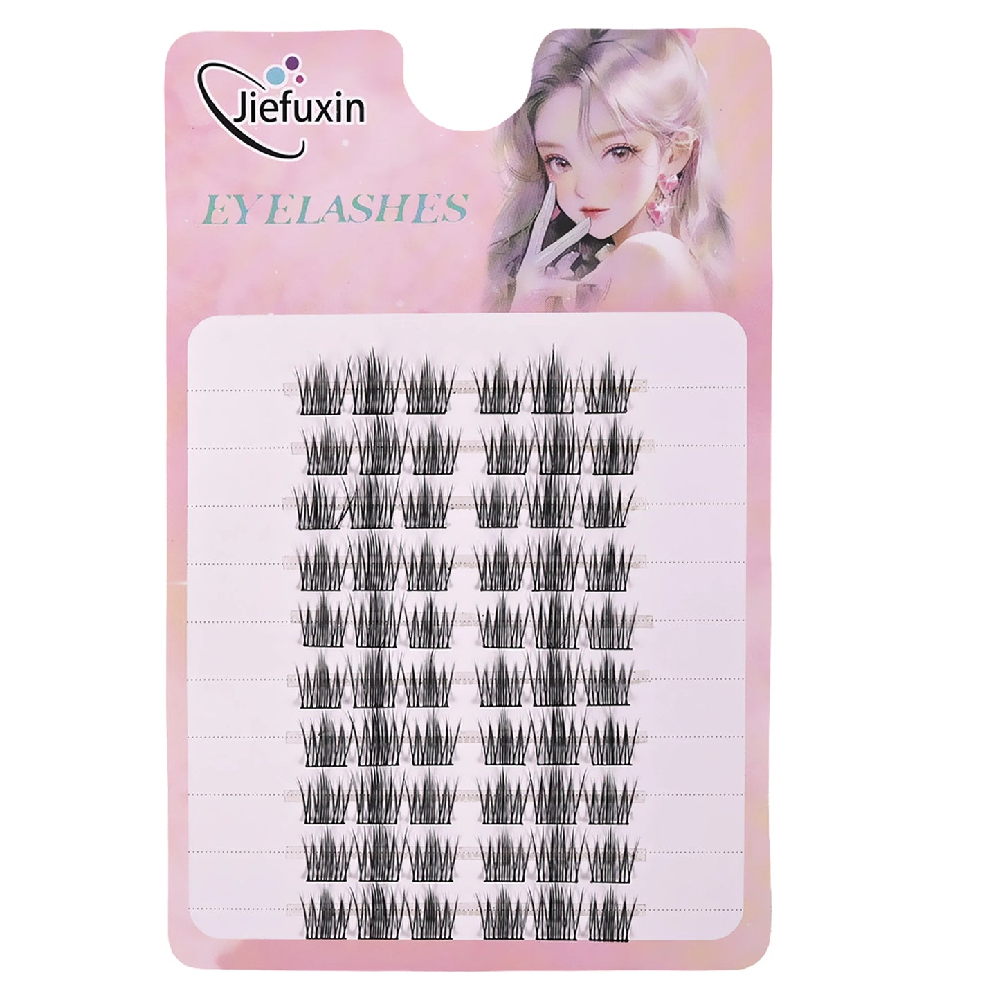Jiefuxin DIY Lashes Fox Eye Manga False Eyelashes Large Capacity Tapered Thick Segmented Individual Cluster Lash Extensions
