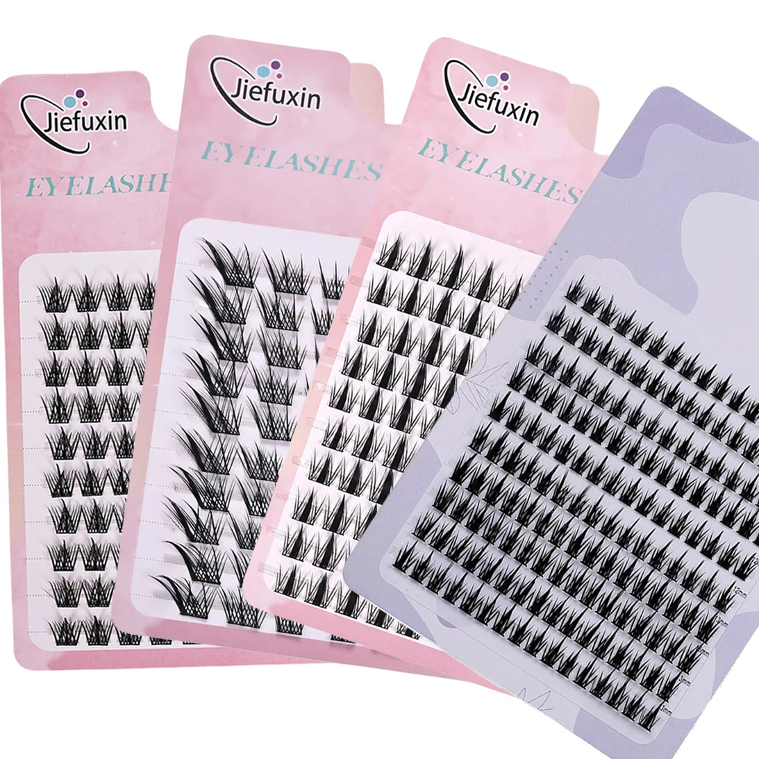 Jiefuxin DIY Lashes Fox Eye Manga False Eyelashes Large Capacity Tapered Thick Segmented Individual Cluster Lash Extensions