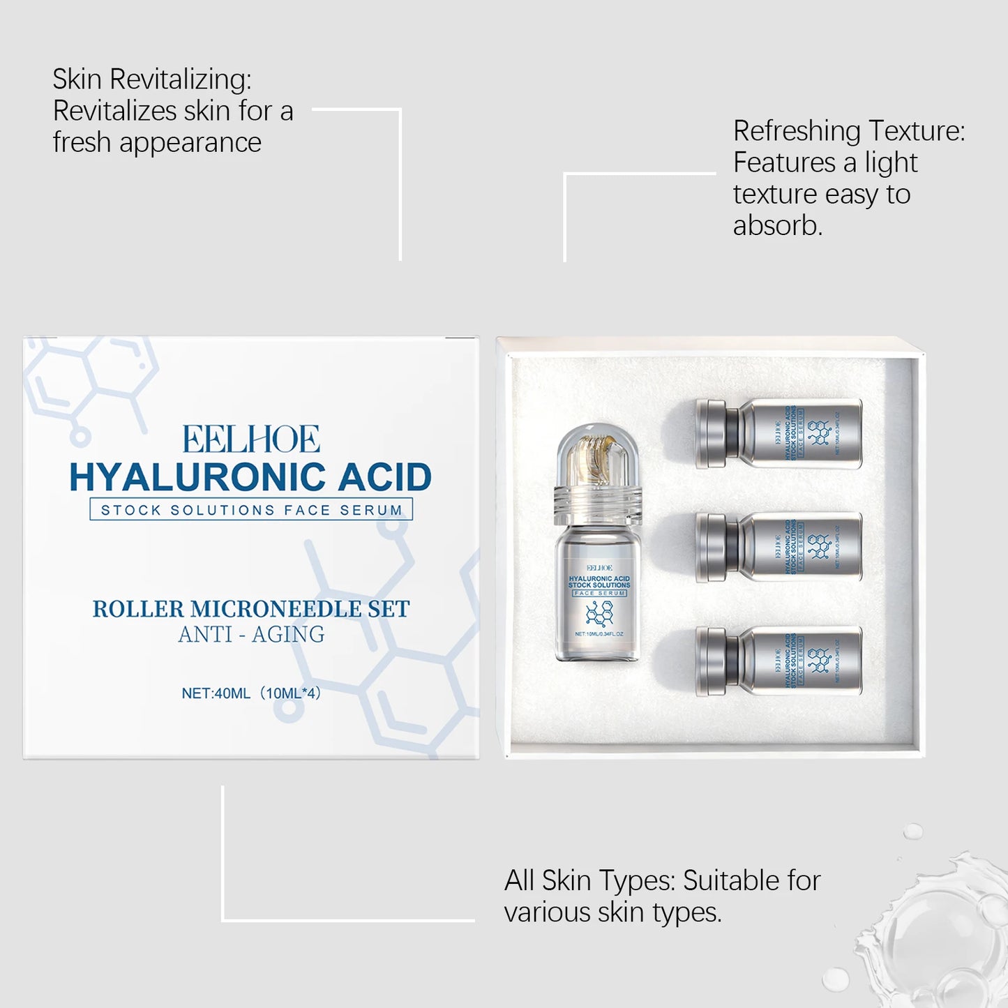 Niacinamide Microneedle serum Facial serum Kit 0.25mm Moisturizing Skin nourishing Winter skincare Face Roller Day cream 30ml
